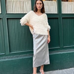 Elegant Silver Satin Skirt